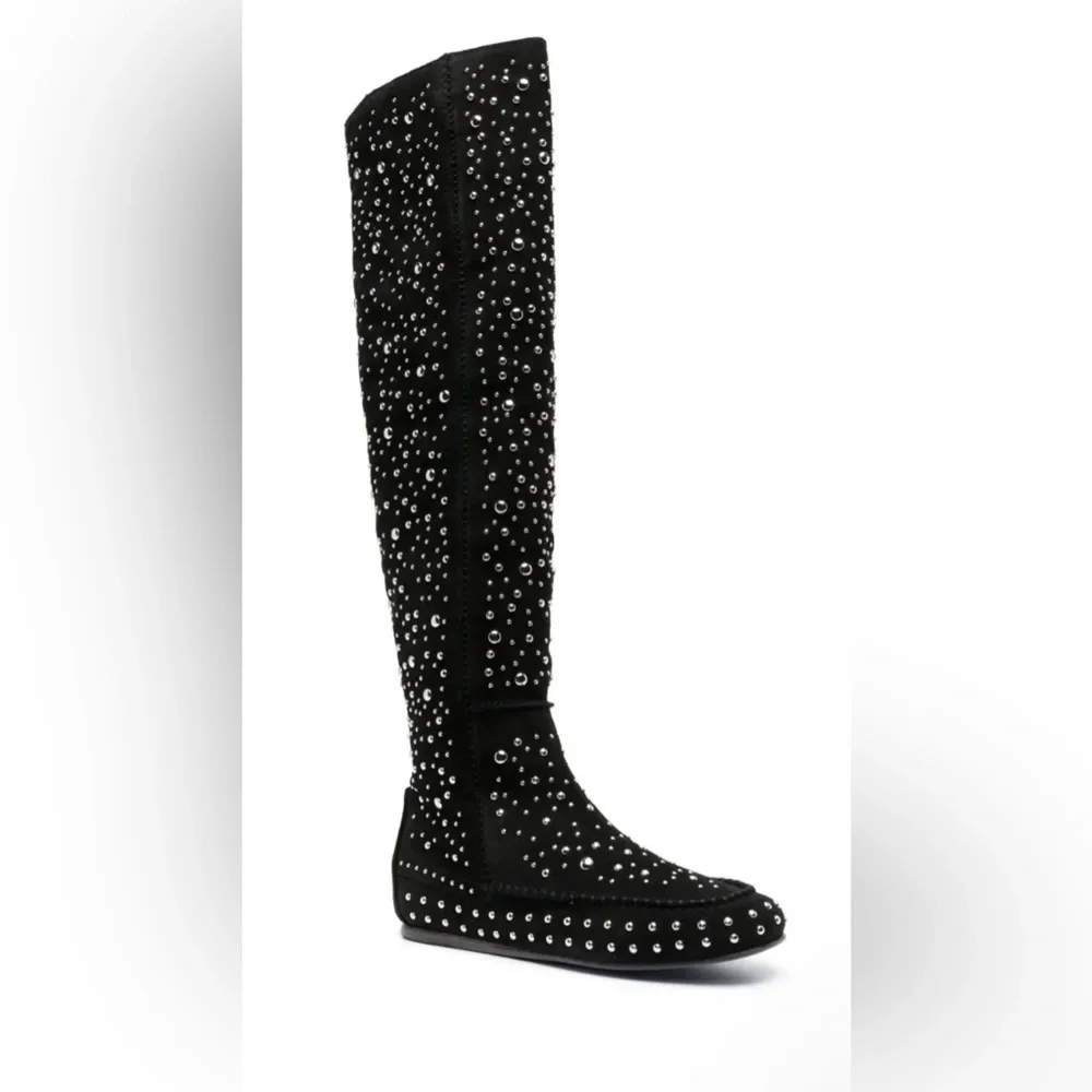 NIB Zadig & Voltaire Santa Black Studded Knee Hi Boots-Size 40 (US 9) MSRP $1198